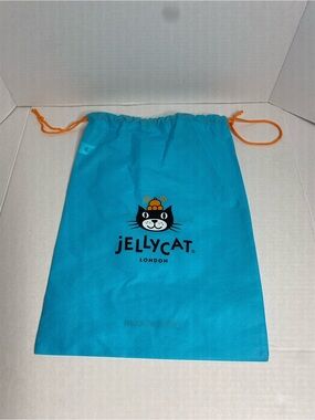 Jellycat Turquoise Drawstring Cat Tote with Orange Cord